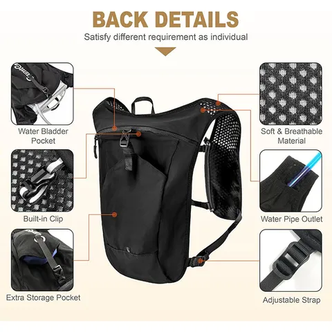Unisex Lightweight Waterproof Breathable Mesh Running Backpack Outdoor Sports Cycling Hiking Hydration Backpack Bag