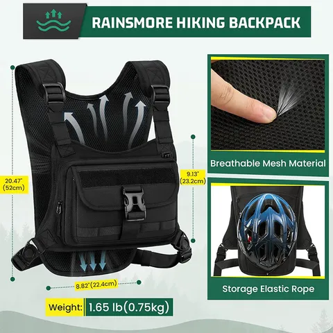 Men Outdoor Tactical Chest Bag Multifunctional Sport Running Vest Backpack Waterproof Reflective Cycling Bag