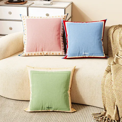 Cojín Decorativo Geométrico Dopamina Funda de Almohada de Peluche Suave para Sofá de Oficina y Coche Con y Sin Relleno