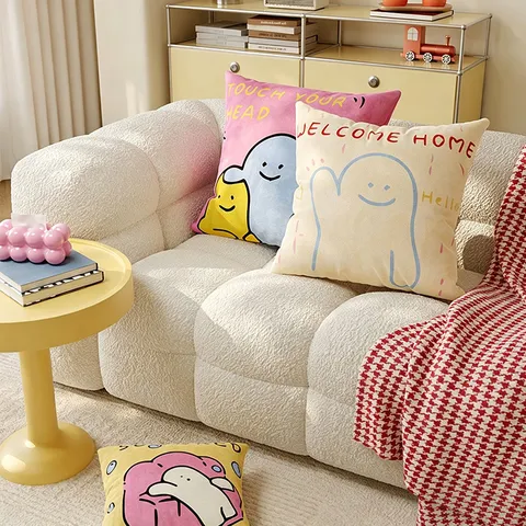 Ins Japans Koreaans Schattig Cartoon Bedrukt Pluche Sierkussen Zacht Woonkamer Bank Bed Rugkussen Huis Decoratief Kussen