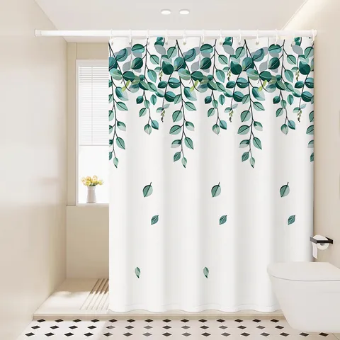 Waterdicht Badkamer Douchegordijn Botanisch Bloemenpatroon Stoffen Douchegordijn Met Haken En Gordijnband Voor Thuis Badkamer Decor