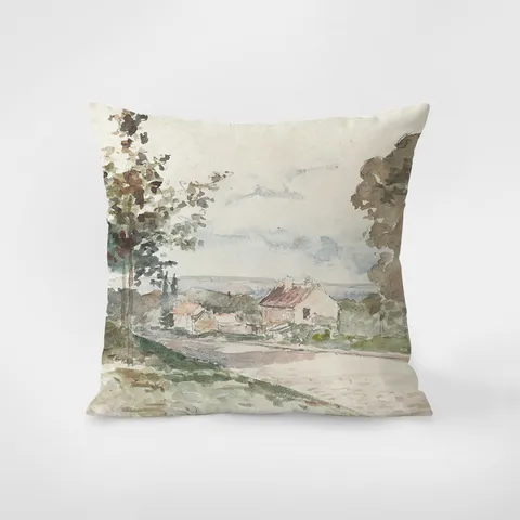 Housse de Coussin en Peluche Art Rétro Nordique Paysage à l'Aquarelle Housse de Coussin Décorative pour Salon Canapé Décoration