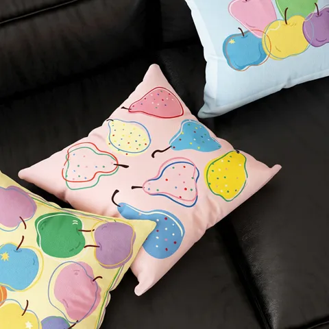 Fundas de Cojín Decorativo de Peluche Estampado de Frutas Dopamina Suave Funda de Almohada para Salón Sofá Oficina Coche