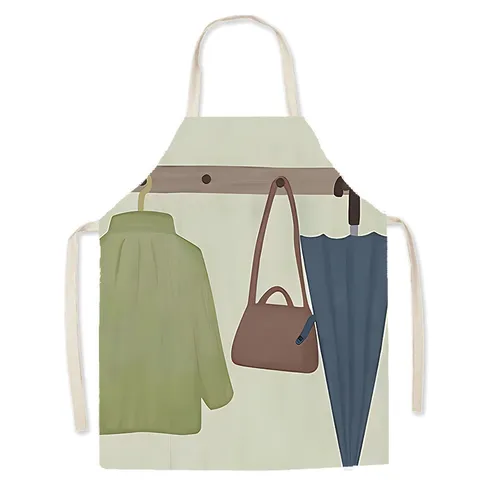 Tablier de Cuisine Imprimé Mignon pour Cuisson Boulangerie Nettoyage Ménager Tissu Polyester Tablier à Bavette Réglable Unisexe