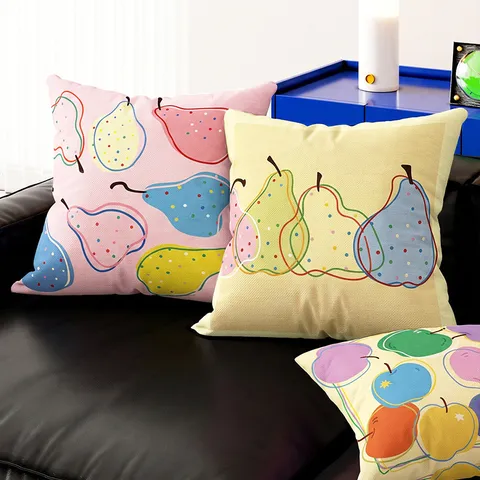 Fundas de Cojín Decorativo de Peluche Estampado de Frutas Dopamina Suave Funda de Almohada para Salón Sofá Oficina Coche