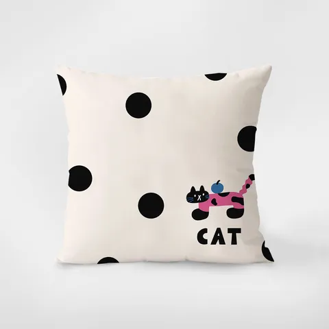 Federa per Cuscino Quadrata con Stampa di Gatto dei Cartoni Animati Carino Federa Decorativa in Peluche per Divano Soggiorno Camera da Letto Ufficio Arredamento per la Casa
