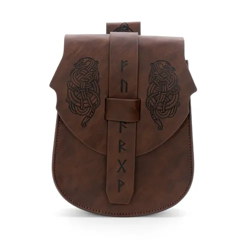 Sac Banane Gaufré Médiéval Pochette en Cuir Rétro Viking Accessoires de Cosplay Halloween Sacoche de Ceinture Costume
