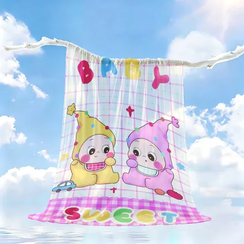 Manta de Aire Acondicionado de Seda de Hielo de Dibujos Animados de Verano Transpirable Fresca Delgada Ropa de Cama