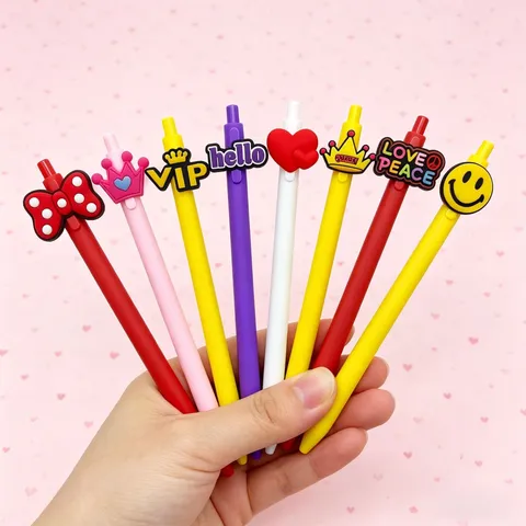 Bolígrafo Retráctil Lindo Dibujos Animados Colgante de Silicona Pluma de Escritura Papelería de Estudiante Suministros de Oficina