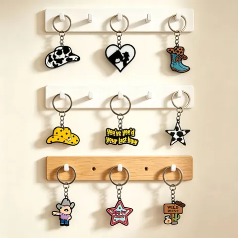 Llavero de Vaquero del Oeste de Caucho Suave PVC Adorno de Bolso Cartoon Anillo de Llave de Coche