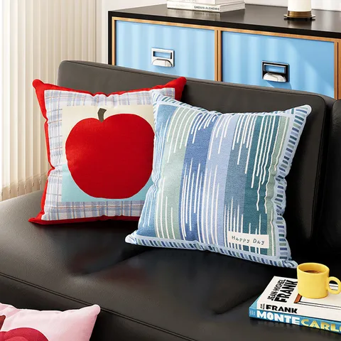 Cojín Decorativo Bauhaus Manzana Suave Funda de Cojín de Peluche Sala de Estar Sofá Coche