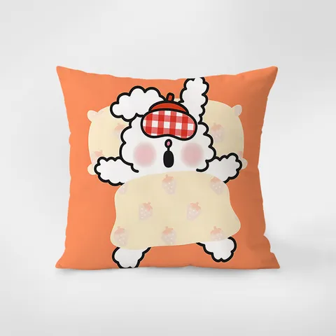 Cute Cartoon Rabbit Printed Square Throw Pillow Case Modern Living Room Sofa Decor
