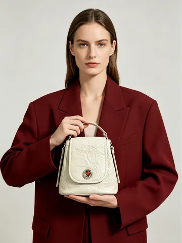 Bolso de Hombro de Cuero Genuino para Mujer Bolso de Mano de Piel de Vaca Plisado de Lujo con Cierre de Piedra Preciosa Estilo Callejero Vintage Bolso Cubo