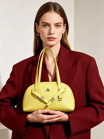 Bolso Tote de Cuero de Vaca de Moda para Mujer Gran Capacidad Bolso de Hombro Minimalista de Axila Con Cierre de Metal Bolso de Mano Chic