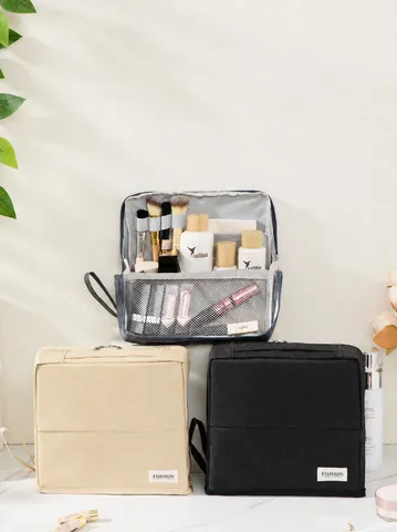 Große Kapazität Reise Kosmetiktasche Tragbare Wasserdichte Oxford-Gewebe Kulturbeutel Mehrkammer Stehende Make-up Tasche
