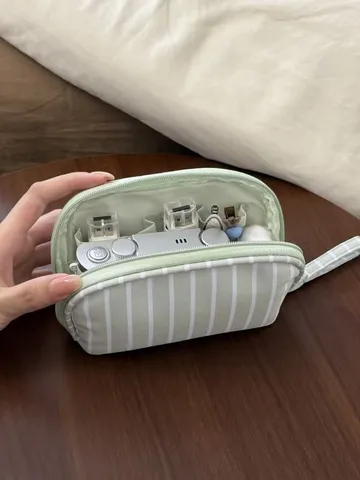 Große Kapazität Grün Gestreifte Kosmetiktasche Tragbare Reise Make-up Tasche Wasserdichte Waschbeutel Handtasche Für Frauen Reisen