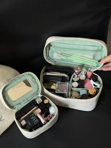 Große Kapazität Reise Kosmetiktasche Tragbare Nylon Make-up Aufbewahrungstasche Süße Blumen Bestickte Kulturtasche Für Damen