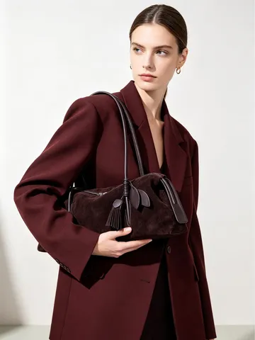 Bolso de Axila de Cuero Genuino Esmerilado para Mujer Bolso de Hombro Hobo Retro Bolso de Mano Clásico de Lujo para Uso Diario