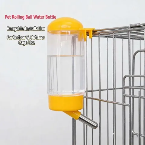 Abreuvoir à Bille Suspendu pour Animaux 400ml Pour Cage Lapin Chien Chat Acier Inoxydable Bouteille Anti-Fuite