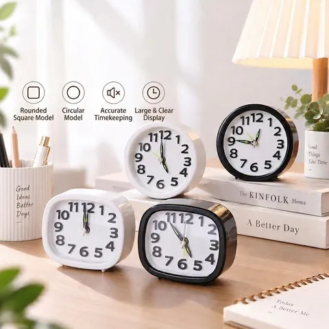 Creative Candy Color Round Square Alarm Clock Minimalist Silent Luminous Desktop Clock With 3D Big Numbers For Students Kids Home Decor