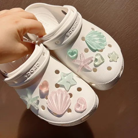 Resin Seashell Starfish Shoe Charms Set DIY Clogs Accessories Flat Back Patches For Sandals Garden Shoes Decoration