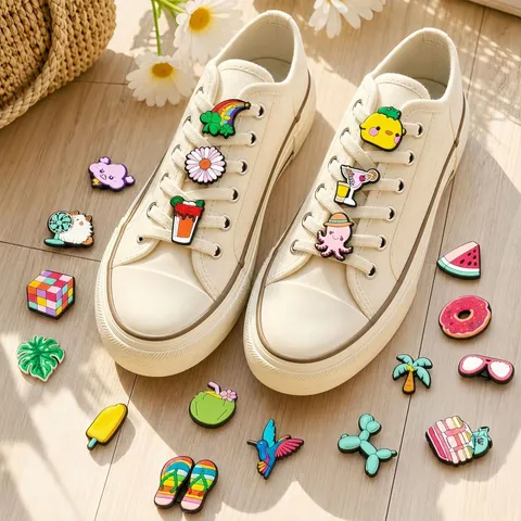 Mignons Breloques de Chaussure en PVC Dessin Animé Accessoires de Décoration de Boucle de Chaussure DIY Créatifs Pour Chaussures en Toile Baskets