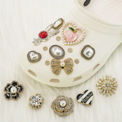 Abalorios de Metal Strass Perla para Zapatos Zuecos DIY Sandalias Zapatillas Accesorios de Decoración