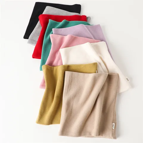 Unisex Winter Warm Knitted Neck Warmer Scarf Minimalist Solid Color Double Layer Windproof Neck Guard Outdoor Cycling Scarf