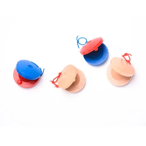 Children Orff Percussion Instrument Wooden Castanets Baby Early Education Musical Toy Finger Clappers Natural Wood