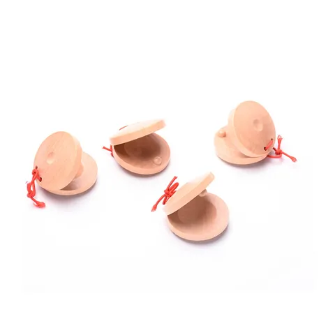 Children Orff Percussion Instrument Wooden Castanets Baby Early Education Musical Toy Finger Clappers Natural Wood