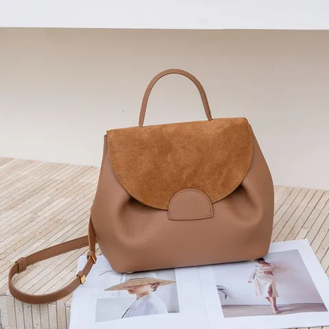 Sac Bandoulière en Cuir Véritable pour Femmes Grande Capacité Sac de Commuter Sac à Main en Cuir de Vachette Sac Cabas Rétro