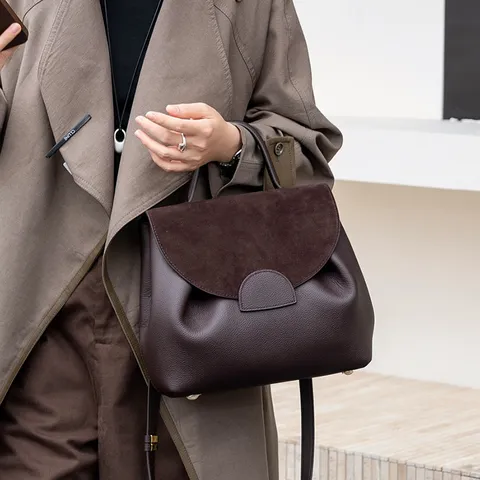 Sac Bandoulière en Cuir Véritable pour Femmes Grande Capacité Sac de Commuter Sac à Main en Cuir de Vachette Sac Cabas Rétro