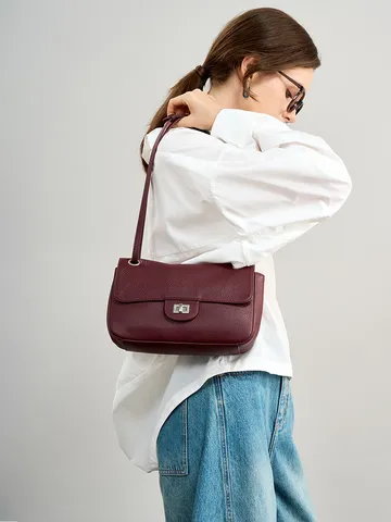 Sac Bandoulière en Cuir Véritable pour Femmes Rétro Cuir de Vachette Sac Croisé Mode Navette Sac Aisselles Haut de Gamme