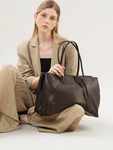 Sac Cabas Vintage en Cuir Véritable pour Femmes Grande Capacité Mode Minimaliste Sac à Bandoulière Sous les Aisselles Sac à Main