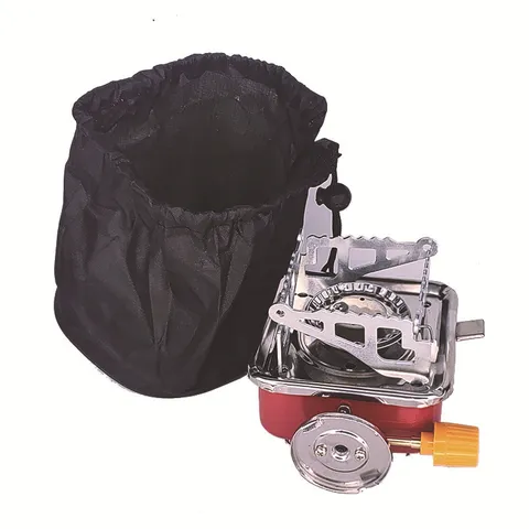 Estufa De Gas Para Camping Plegable Portátil Mini Exterior Senderismo Excursionismo Picnic Utensilios De Cocina Quemador Con Bolsa De Almacenamiento