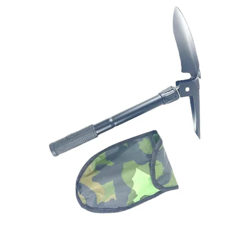 Multifunctional Folding Entrenching Tool Carbon Steel Outdoor Camping Shovel With Portable Carry Bag And Compass