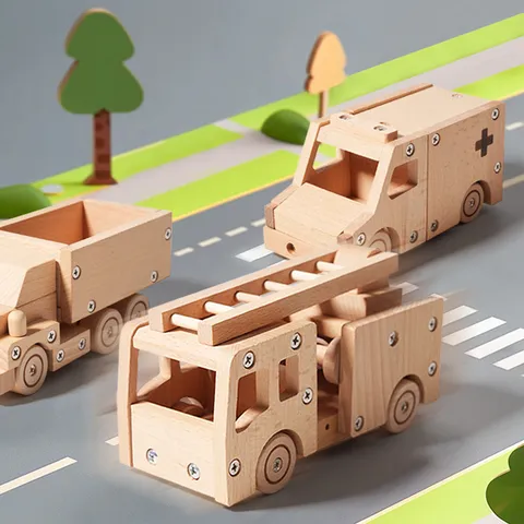 Montessori Wooden Assembly Vehicle Toy Set Natural Wood Nut Screwdriver Disassembly Educational Puzzle Toys