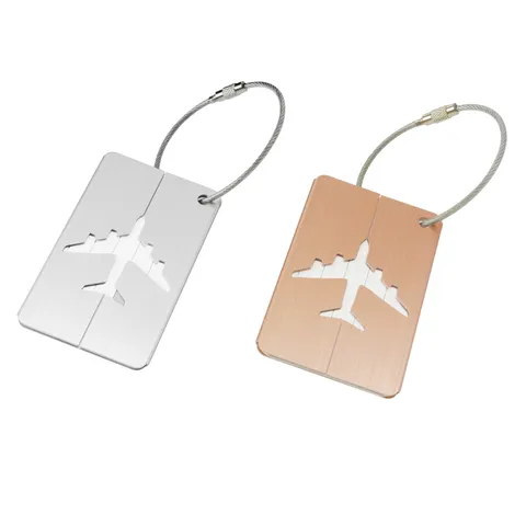 Étiquette de Bagage en Alliage d'Aluminium Design Avion Ajouré Porte-Nom de Valise en Métal Accessoires de Voyage