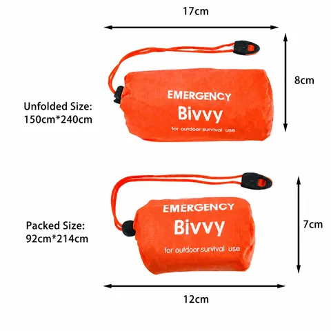 Portable Emergency Tent Outdoor Survival Sleeping Bag Thermal Rescue Blanket Aluminum Foil
