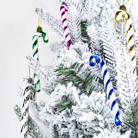 Décorations de Canne de Bonbon en Plastique Suspendues pour Arbre de Noël Ornements Pailletés Fournitures de Fête à la Maison