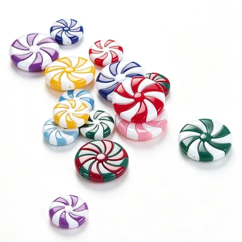 Accessoires de Bricolage DIY pour Moulin à Vent Lollipop Spirale en Résine de Bonbon de Noël pour Fabrication de Bijoux Décoration de Fête de Vacances