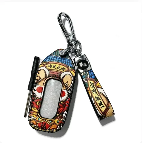 Handmade Chinese Zodiac PU Leather Car Keychain Bag Pendant Cute Animal Key Ring Decorative Accessory Gift