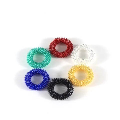 Mini Anillo de Masaje de Dedo de Metal Resorte Descompresión Fidget Toy Herramienta de Alivio del Estrés Portátil