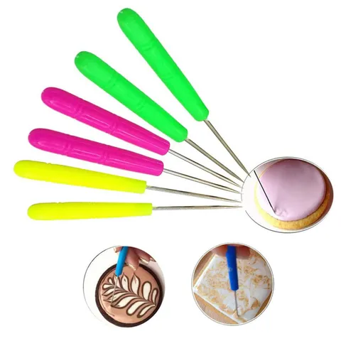 Aguja de Desaireación para Galletas Fondant de Acero Inoxidable y Plástico Aguja de Agitación de Glaseado Herramienta de Repostería