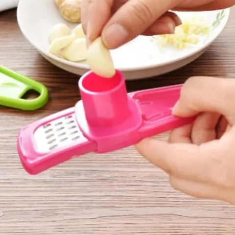 Mini Garlic Press Manual Garlic Mincer Ginger Grinder Plastic Stainless Steel Kitchen Tool Portable Garlic Crusher