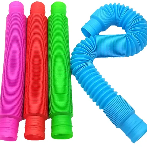 Tubes Pop Extensibles en Plastique Coloré Jouet Sensoriel Tube Télescopique Ondulé DIY Jouet Anti-Stress Pour Enfants Adultes