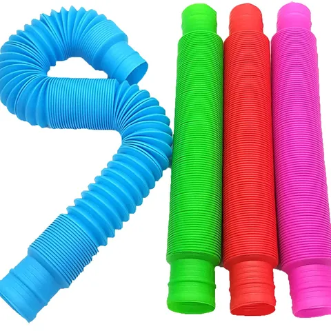 Tubes Pop Extensibles en Plastique Coloré Jouet Sensoriel Tube Télescopique Ondulé DIY Jouet Anti-Stress Pour Enfants Adultes