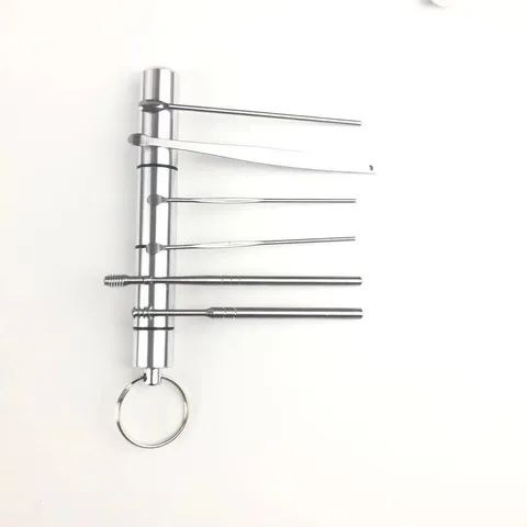 Stainless Steel Ear Wax Removal Tool Set Portable Ear Pick Cleaner with Aluminum Storage Bottle Keychain Ear Cleaning Kit