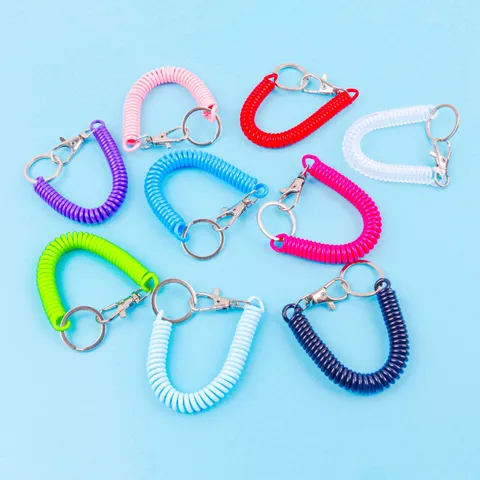 Porte Clés Spirale Coloré Extensible Anneau De Clés Ligne Téléphone Portable Anti Perte