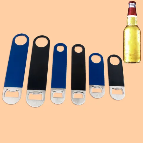 Stainless Steel Beer Bottle Opener Multifunctional Portable Flat Bottle Opener With Rubber Coated Handle Kitchen Bar Tool